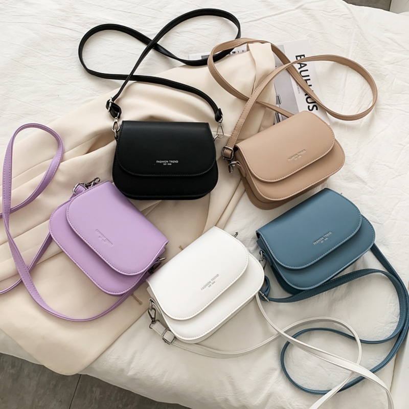 D0LF Women Hip Hop Soft Pu Leather Crossbody Multi-color Ladies Saddle Bag