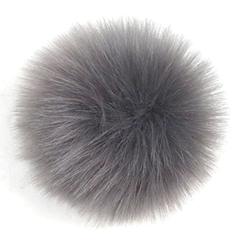 Pompones grandes de piel de zorro Real DIY, 10cm, pompones de piel de mapache, bolas, gorros y Pompón de pelo Natural para bolsos, zapatos, bufandas, accesorios: dark grey2