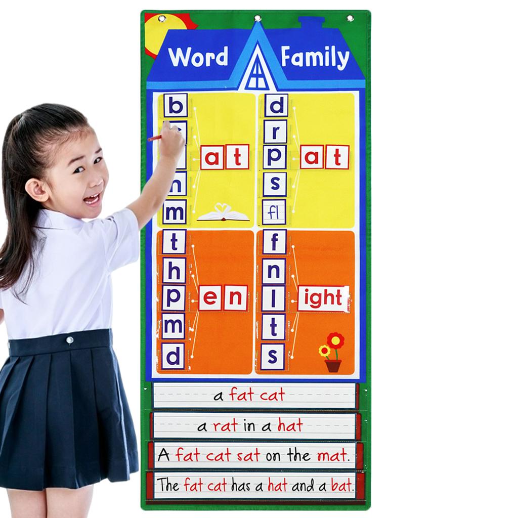Chindren&#39;s English Learning Card Pocket Chart Kindergarten Kids Preschool Teaching Aids