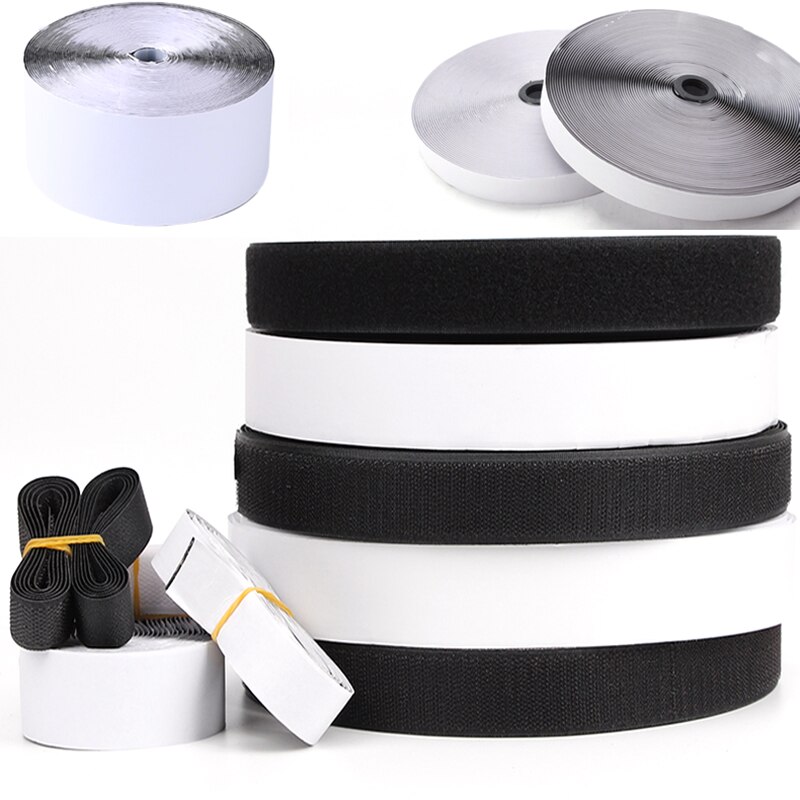 Ruban adhésif Double crochet et boucle, 5 mètres, Nylon, multi-tailles, auto-adhésif magique avec colle forte