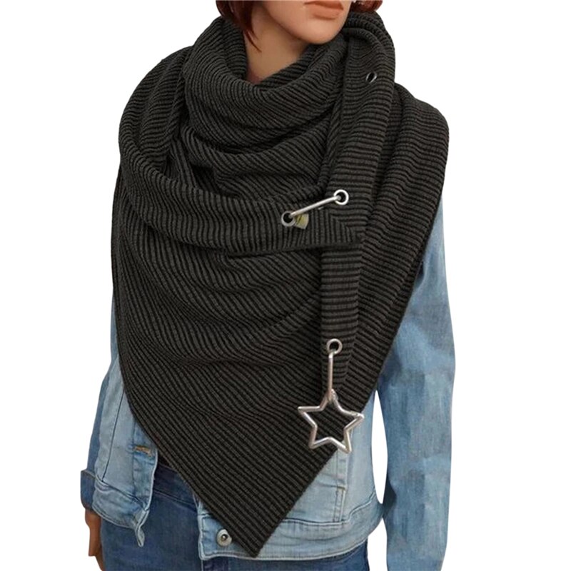 Dames sjaal dames warme wintersjaals met ster hanger zachte sjaals vrijetijds effen stippen print knoop zachte nekwikkel: Groente
