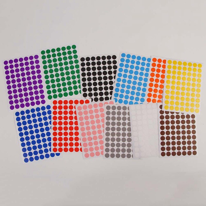 12 Sheets/Pack 10mm Circle Round Color Coded Adhesive Label Dot Sticker