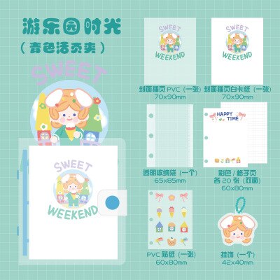 Japanese Stationery Mini Portable 3 Hole Binder Diary Notebook Cute Small Pocket Journal Notebook Grid Color Pages Planner: E