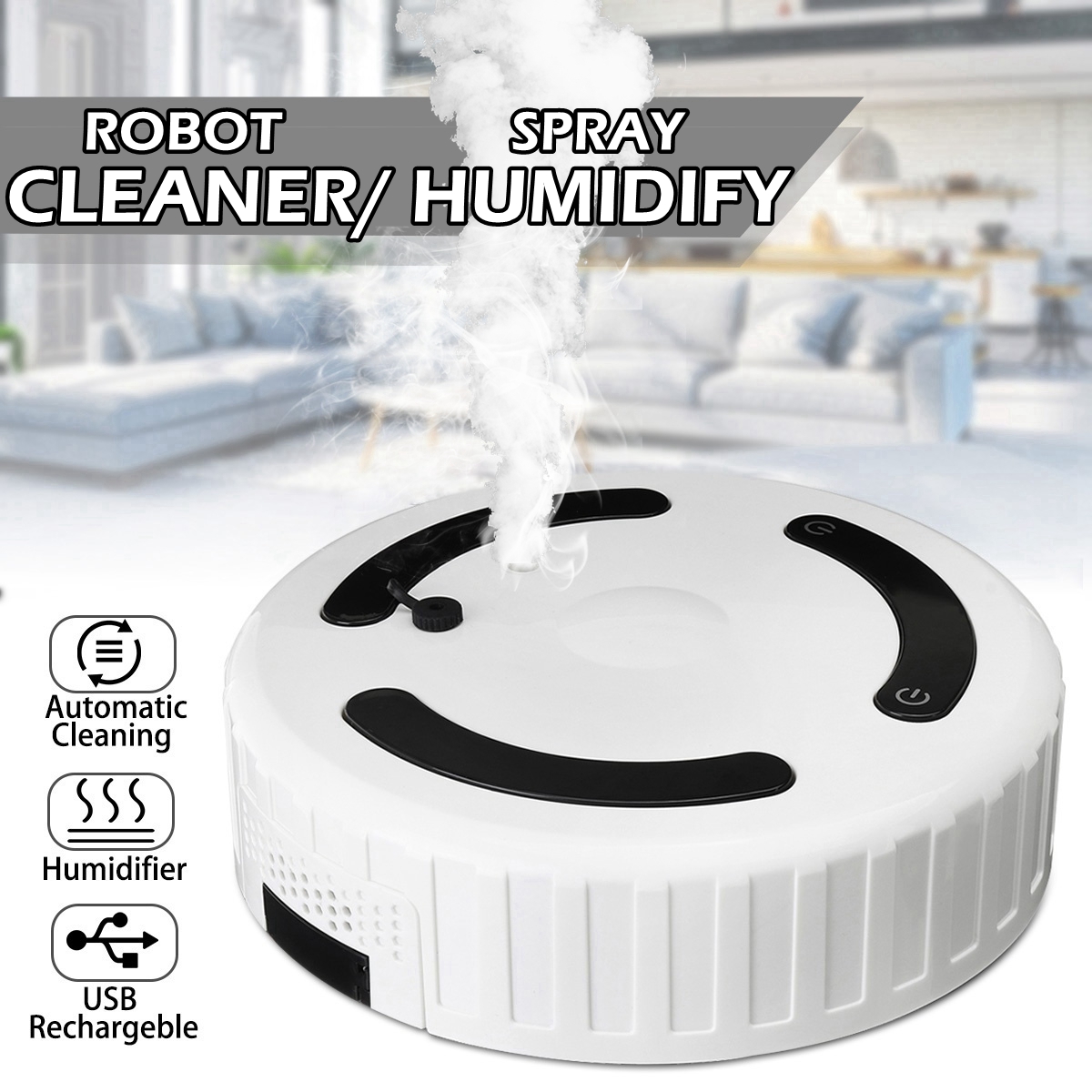 3 In 1 Smart Sweeping Robot Humidifier Automatic Vacuum Cleaner Strong Suction Dry Wet Clean Robot with Humidify Home Appliances
