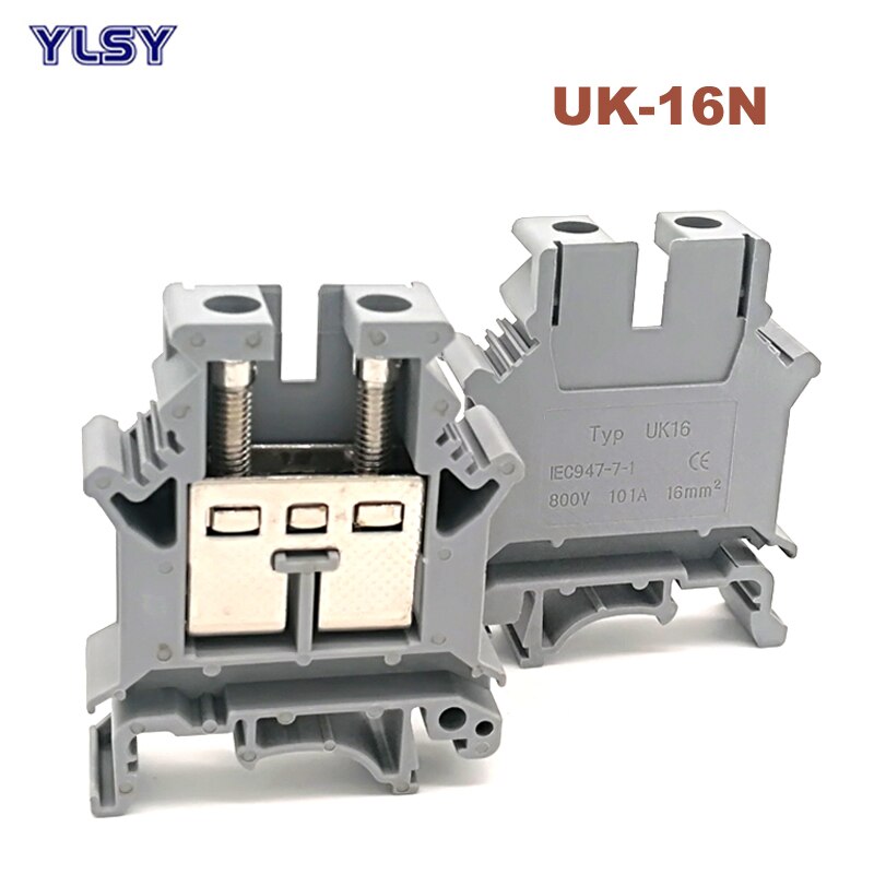 5Pcs UK-16N Din Rail Universal Screw Terminal Blocks Bornier Electrical Wire Terminals Block Connector Brass Morsettiera 16mm²