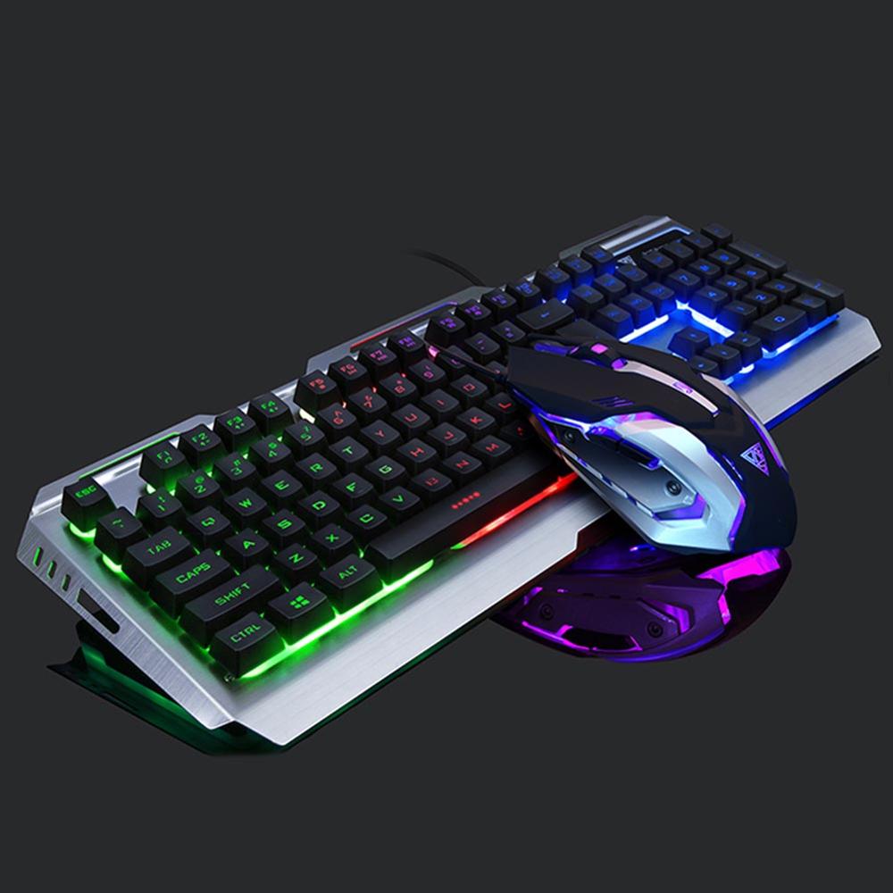 VKTECH 104 keys Gaming Mechanical Keyboard Mouse Set USB Wired Ergonomic RGB Backlight Keyboared Gaming Gamer Keyboard Mouse Set