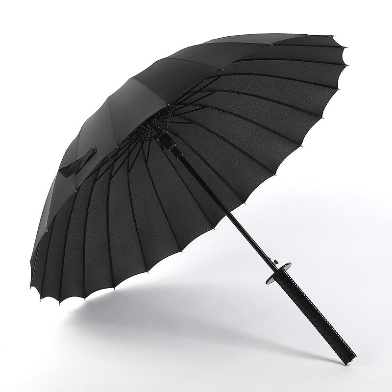 Samurai Style Umbrella Black Katana Umbrella Umbrellas for Rain and Sun Straight Umbrella Sunshade Parasol Long-handle: 24K