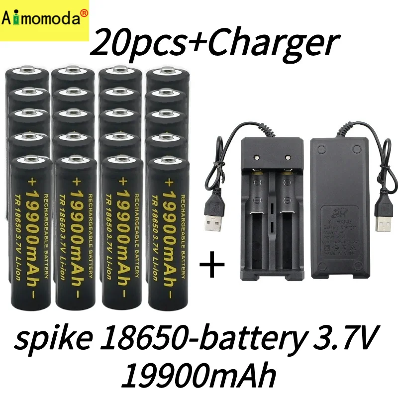 2024100 % nueva batería de linterna de batería de alta capacidad de 3,7 V 18650 19900 mAh con batería de iones de litio se puede utilizar para despertadores.: Morado