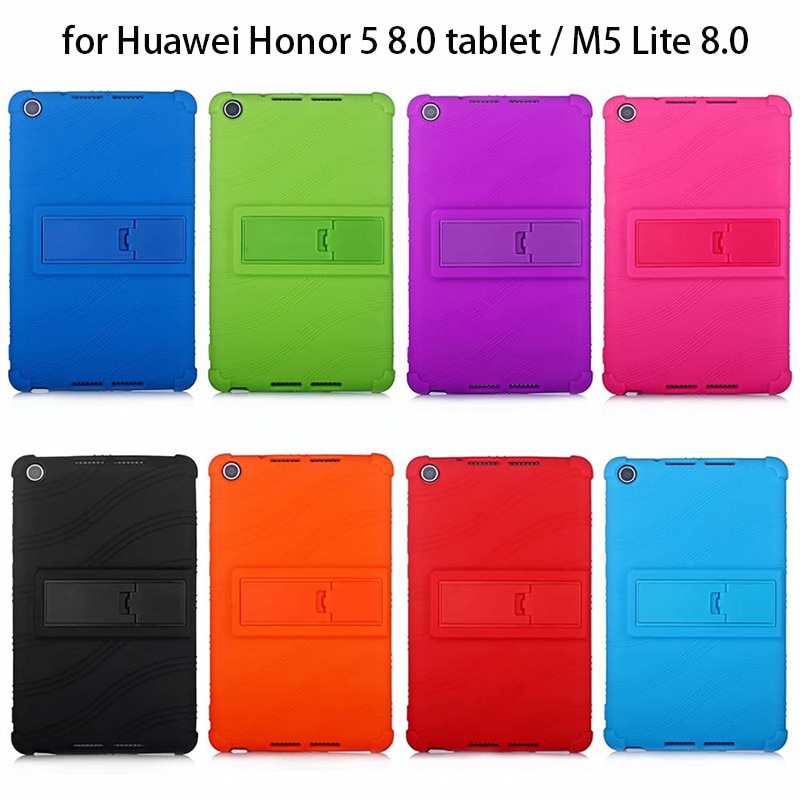 Silicone Soft Back Case for Huawei Mediapad M5 Lite 8.0 inch Tablet Holder Stand Cover For Honor 5 8.0" Honor pad 5 8" Capa+Pen