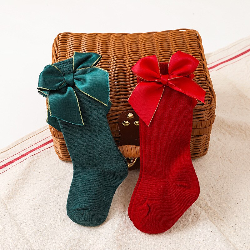 0-3T 2 Pairs Baby Kids Christmas Baby Girl Socks calzini con nodo a fiocco calzini per bambini calze verdi rosse: Butterfly Festival / L 2-3 years old
