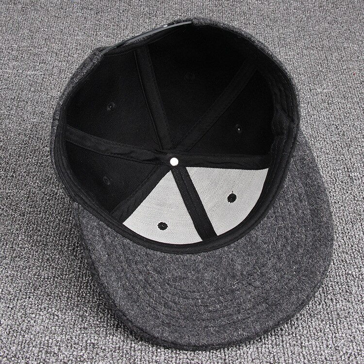 Voksen topp ull filt snapback caps vinter hip hop bboy flat peaked cap solid skateboard lue menn ull baseball hatter