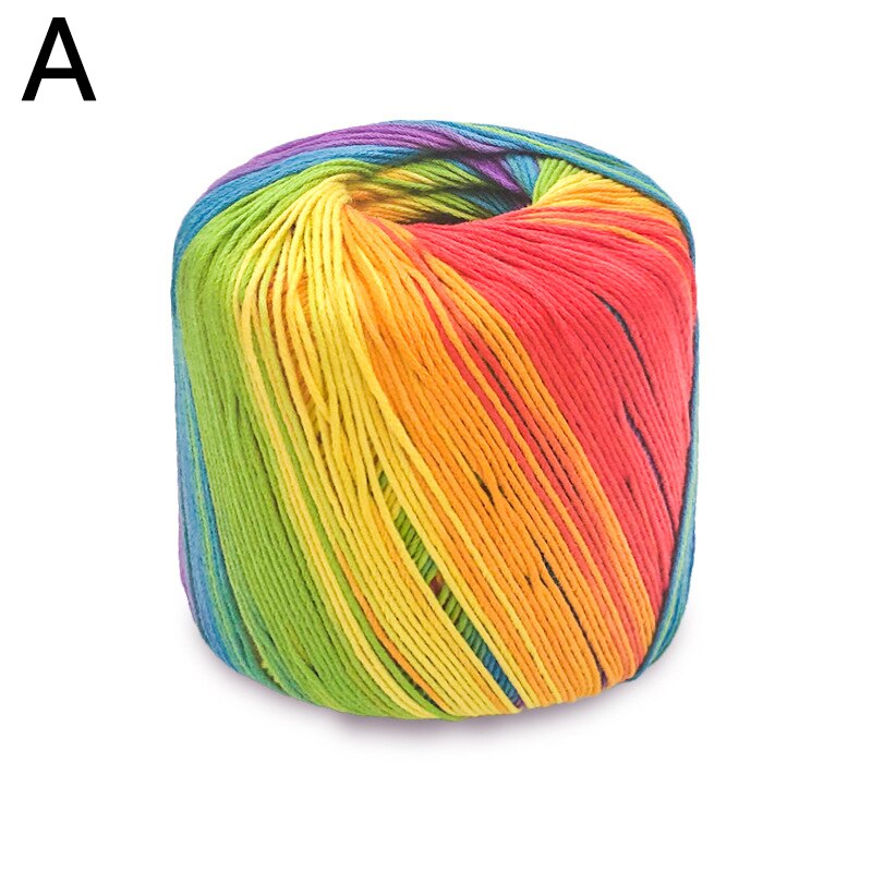50g/ball peigné fantaisie Section-teint arc-en-ciel dentelle fil 100% coton pour bricolage à la main tricot Crochet châle écharpe fil été fils: A