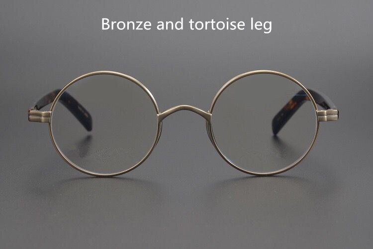 Japon fait à la main John Lennon titane cadre rond Vintage hommes lunettes Super léger petit visage lunettes femmes haute myopie Oculos: Bronze