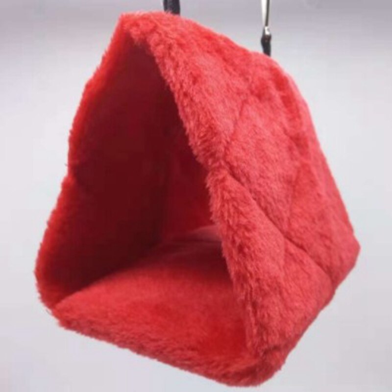Pet Birds Parrot Soft Warm Plush Snuggle Hanging Cave Swing Toy Cage Hammock Pet Bird Bed Decor XCCYGW87: red