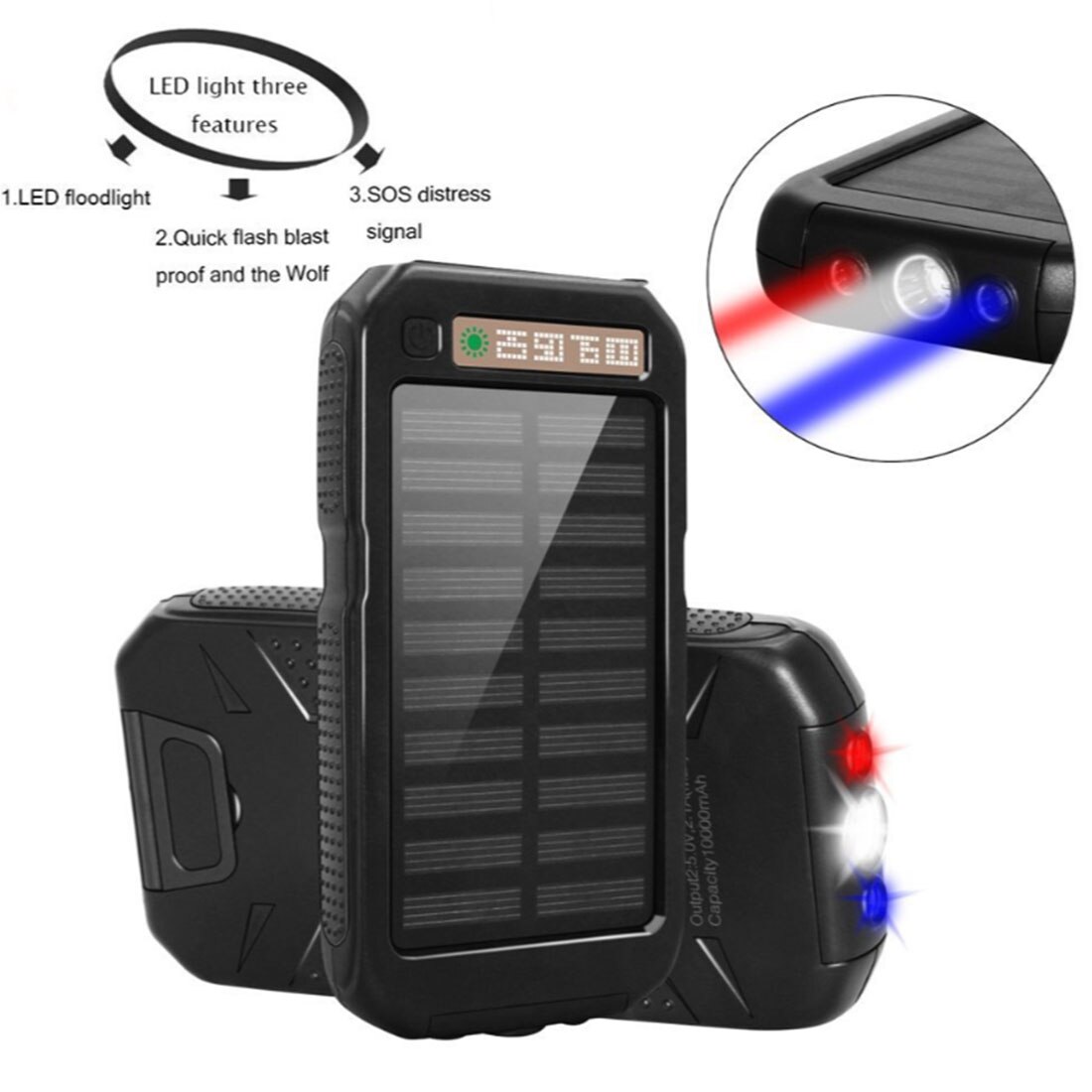 Portable 20000mAh Solar Cell Mobile Power Bank Solar Battery Charger Dual Output USB External Battery Long Lasting High Capacity