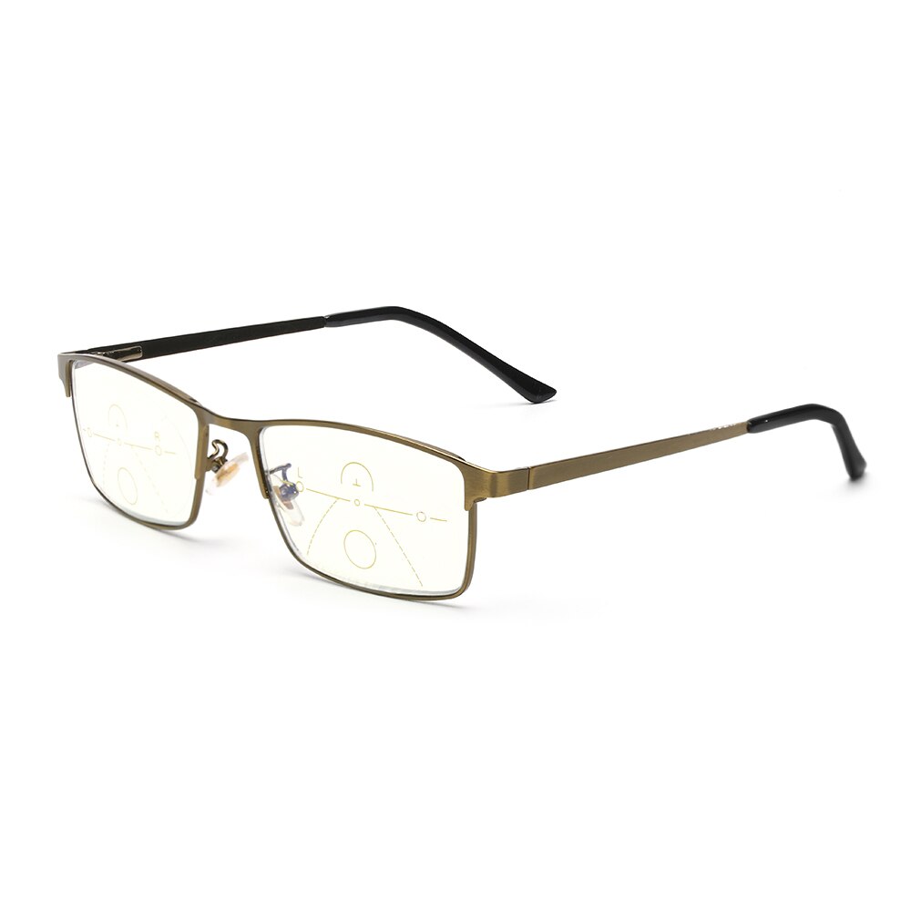 1 pc Unisex Progressive Multifocal Reading Glasses Anti Blue Light Radiation Presbyopia Eyeglasses Adjustable Vision Eyewear: Strength 1.50 / gold