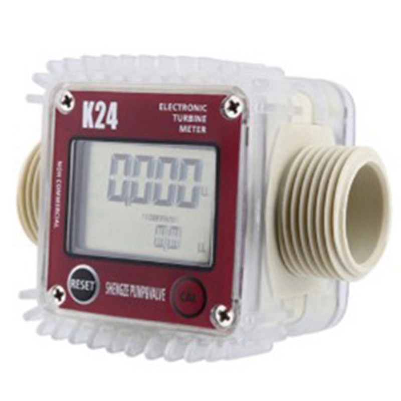 Digital Lcd K24 Flow Meter Turbine Fuel Flow Tester For Chemicals Water Sea Liquid Flow Meters Measuring Tools: Default Title