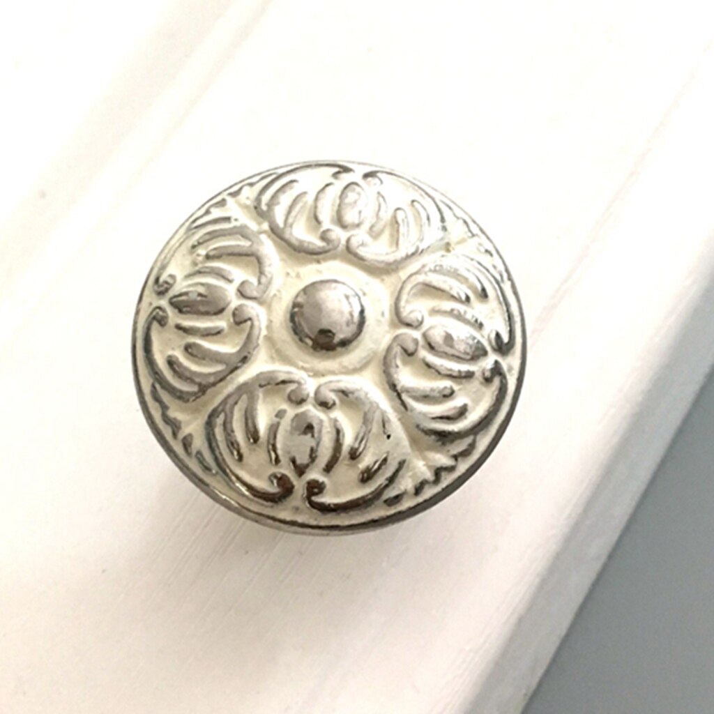 White Zinc Alloy Drawer Knobs Button Shape Cupboard Handle Pulls Home Furniture Accessories