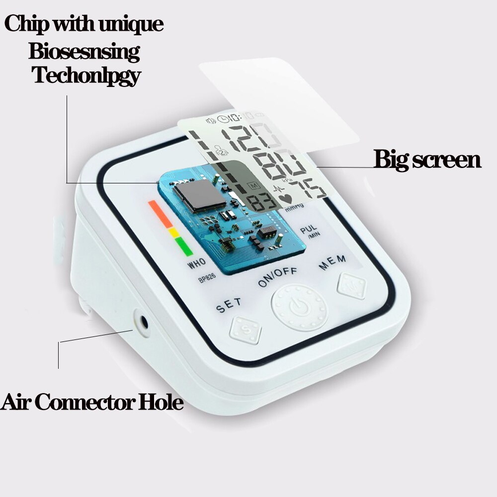 Automatisk digital overarms blodtryksmåler oximetro hjerteslag pulsmåler tonometer blodtryksmåler pulsometer