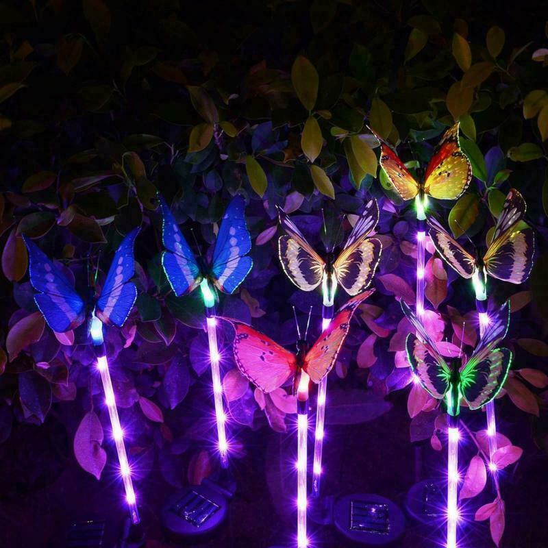 Solar Power Garden Stake Butterfly Outdoor Landscape Lamp Yard LED Lights 3Pack