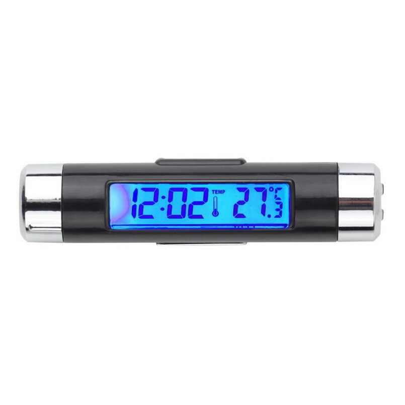 1pcs Blue back light Auto Thermometer Klok LCD Clip-on Digitale Lichtgevende Backlight Automobiel Auto Klok Kalender