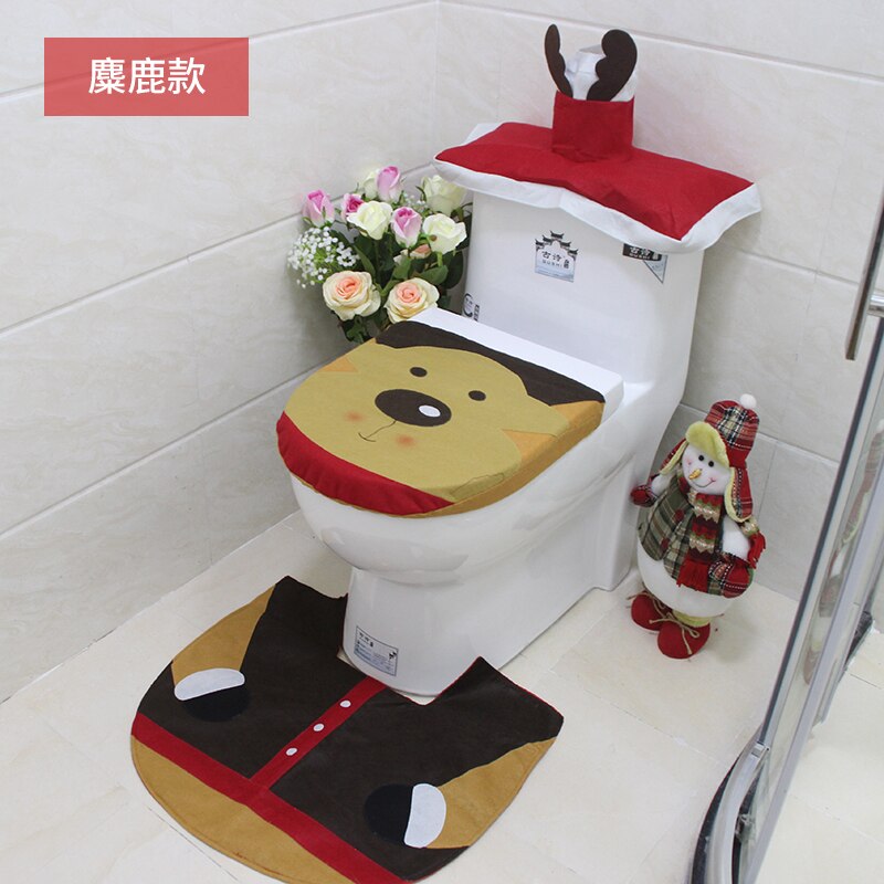 Luanqi toilette décoration père noël salle de bain tapis noël toilette siège & couverture noël toilette couvercle nouvel an noël décoration