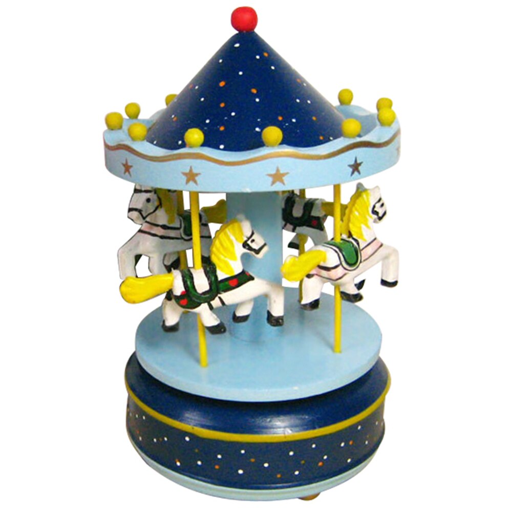 Klassieke Houten Carrousel Paarden Roterende Muziek Musical Box Castle in the Sky Melody Home Decoratie Kinderen Verjaardag Festival