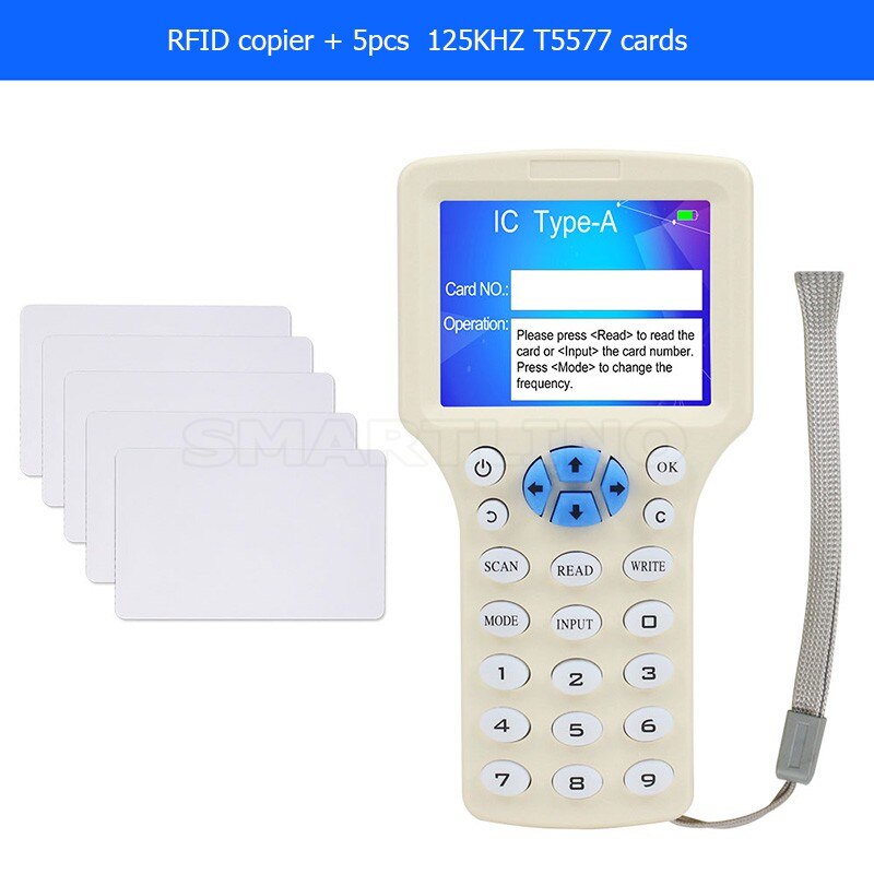 IC ID NFC Card Tag Reader 125KHZ 13.56MHZ RFID Copier 10 Frequency USB Programmer Keyfobs Cards Reader UID Decoder: copier card