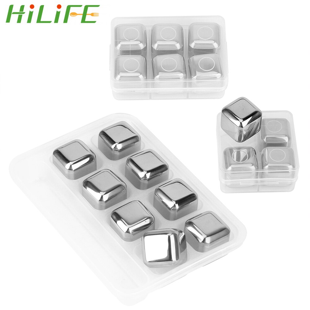 HILIFE Rvs Ice Cubes Bier Drinken Quick Bevroren Ijs Steen Herbruikbare Chilling Stones voor Whiskey Wijn Rode Wijn Koelers