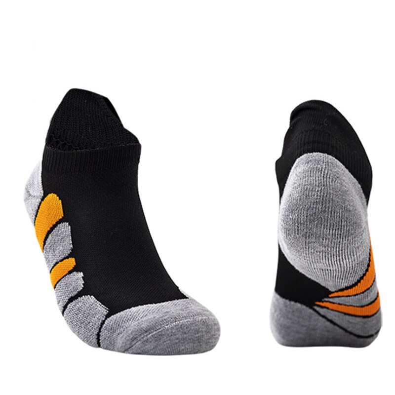 Sommer mænds korte rør håndklæde bund udendørs sports sokker svedabsorberende basketball sokker kører fitness mænd: Sort grå