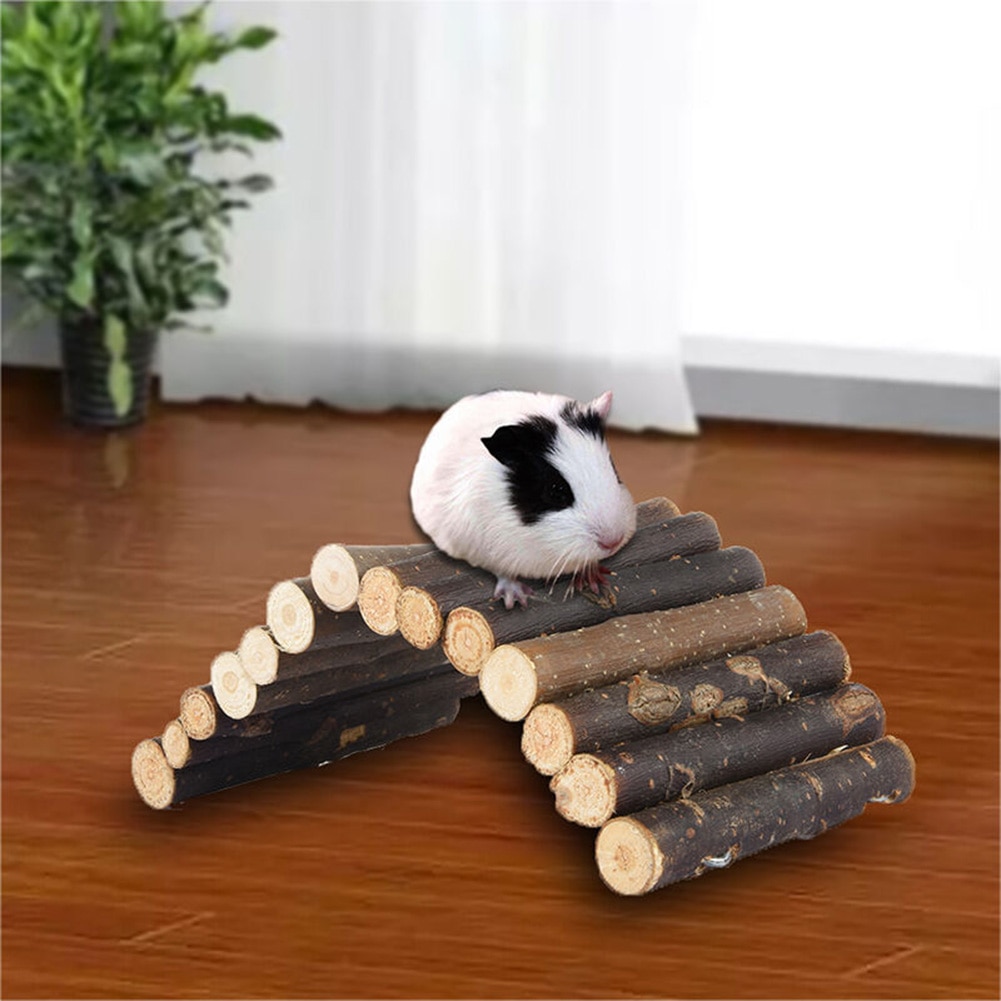 Wooden Fence Bridge Non-Toxic Toy Hamster Guinea Pigs Hedgehog Small Animal Pet Cage Decor