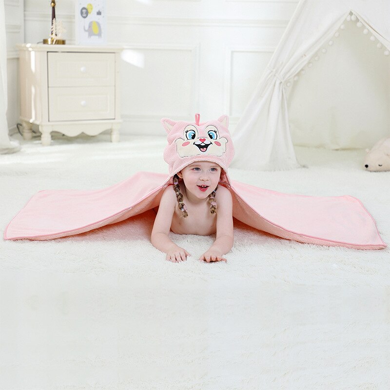 freundlicher Strand Handtuch Art Bademantel Baby Jungen Mädchen Einhorn/Koala/Ziege Ebene Mit Kapuze Schlecht Handtuch 70*120cm freundlicher Karikatur Decke: Rosa
