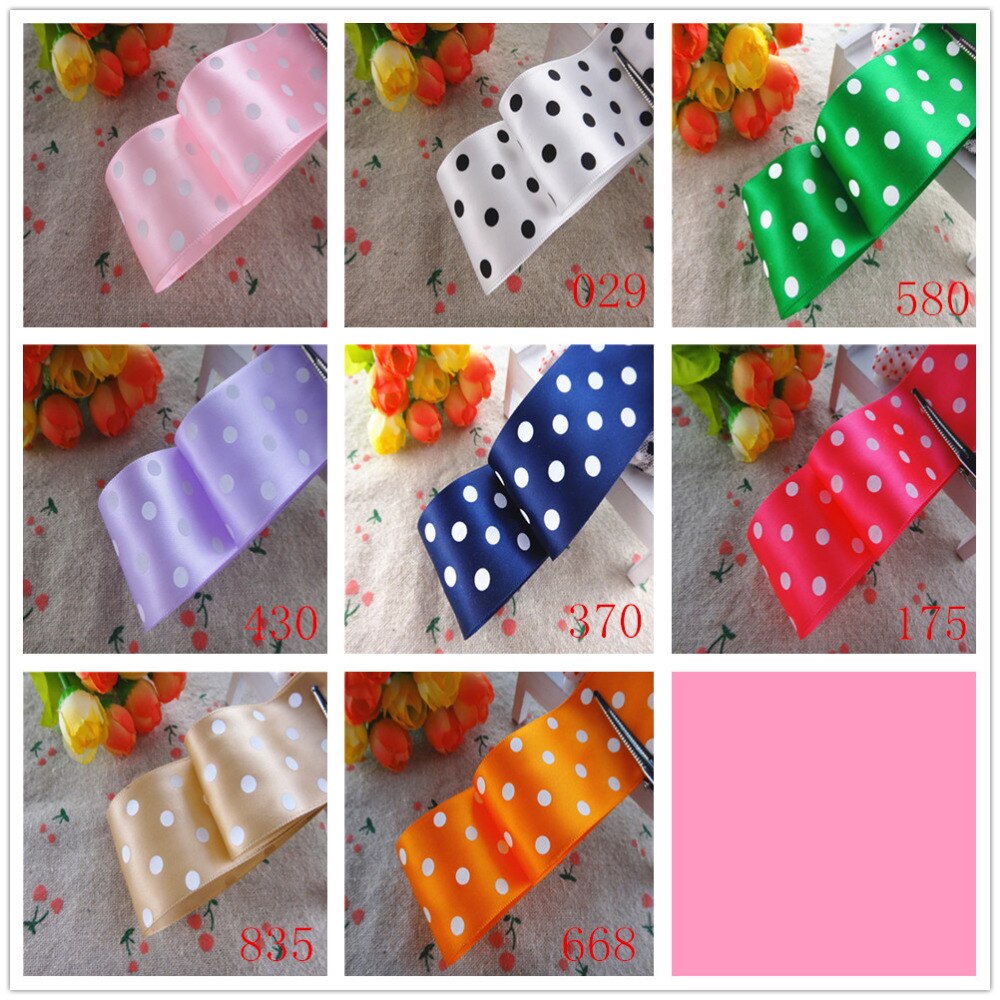 1-1/2 "38mm 5 Yards Stippen Gedrukt Satijn Lint Cadeau Verpakking DIY 100% Polyester Handgemaakte Materialen YM18010113