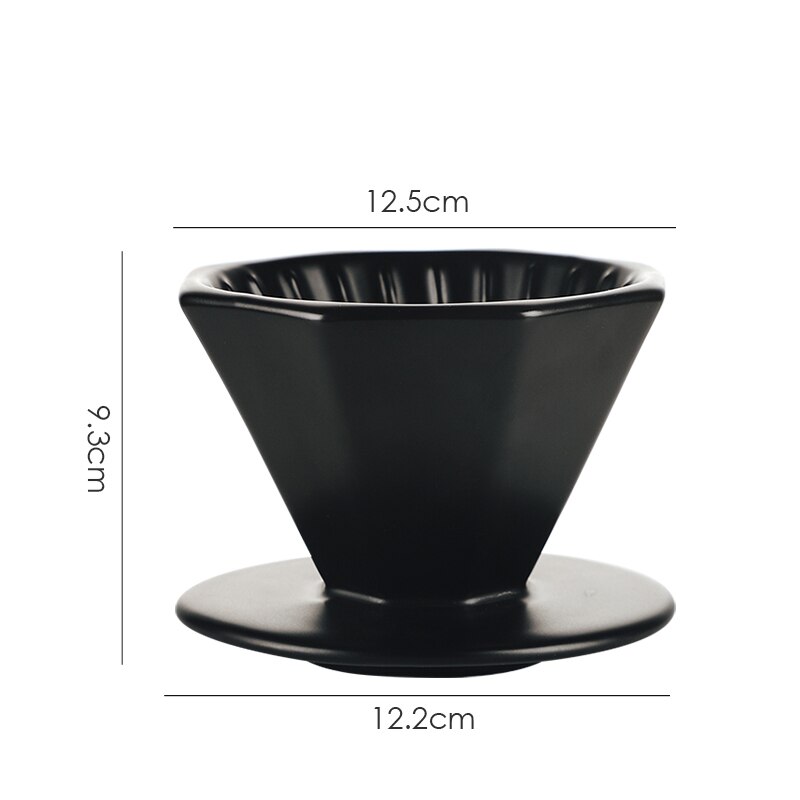 Simple Coffee Filter Set V60 Ceramics Coffee Dripper 1-2 Cups Coffee Sharing Pot Brew Coffee Filter Funnel Reusable Coffee Jug: V02 BK