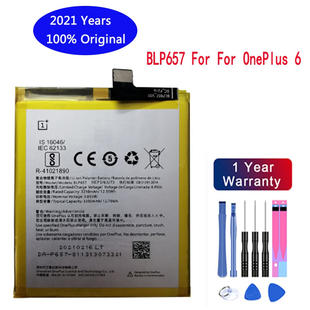 Originele Batterij Voor Oneplus 1 2 3T 5 5T 6 6T 7 7 Pro 7T 7T Pro 8 8 Pro BLP633 BLP637 BLP685 BLP699 BLP743 BLP745 Telefoon Batterij: BLP657 Oneplus 6