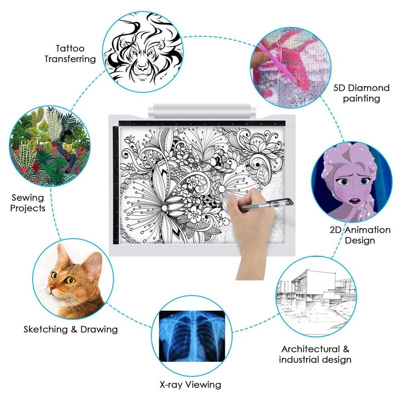 Light Box Drawing A4 Tracing Board Multi-Function Copying Station Battery-Powered USB Powered Copy Board