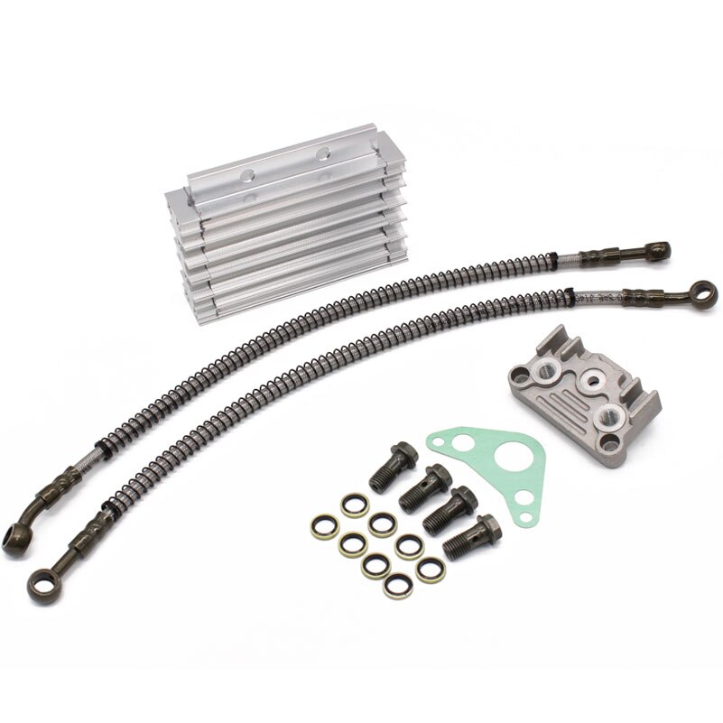 Motorcykel oliekøler olie radiator kit aluminiumslegering til lifan 110 125cc pit snavs cykel crf olie abe cykel atv quad motorcykel: Sliver kit