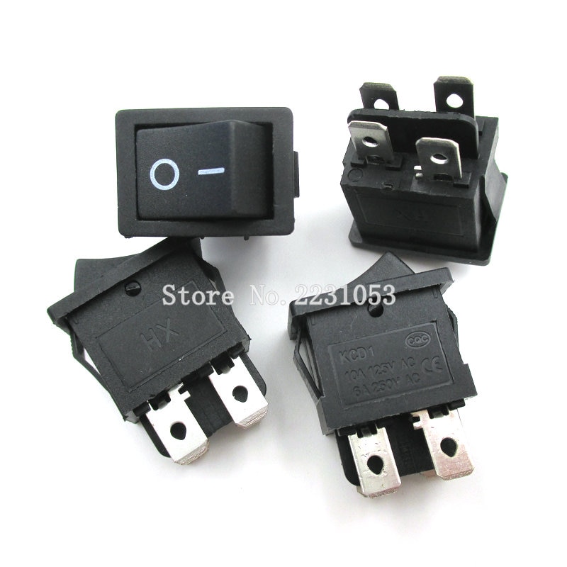 5PCS/Lot KCD1-104 6A 250V/10A 250V LCD TV Power Switch 4 Contact Points Boat Rocker Switches Black