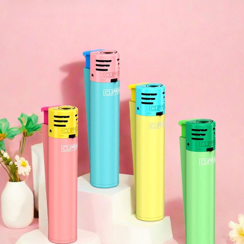 CLIPPER Aansteker Macaron Kleur Mini Lichtgewicht Draagbare Butaangas Aansteker Roze Vlam Winddicht Opblaasbare Aansteker Klein Cadeau