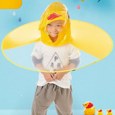 Children&#39;s Raincoat Transparent UFO Raincoats Hands Free Rain Poncho Baby Funny Duck Rain Coat Rain Cover Raincoat for kids: A / S