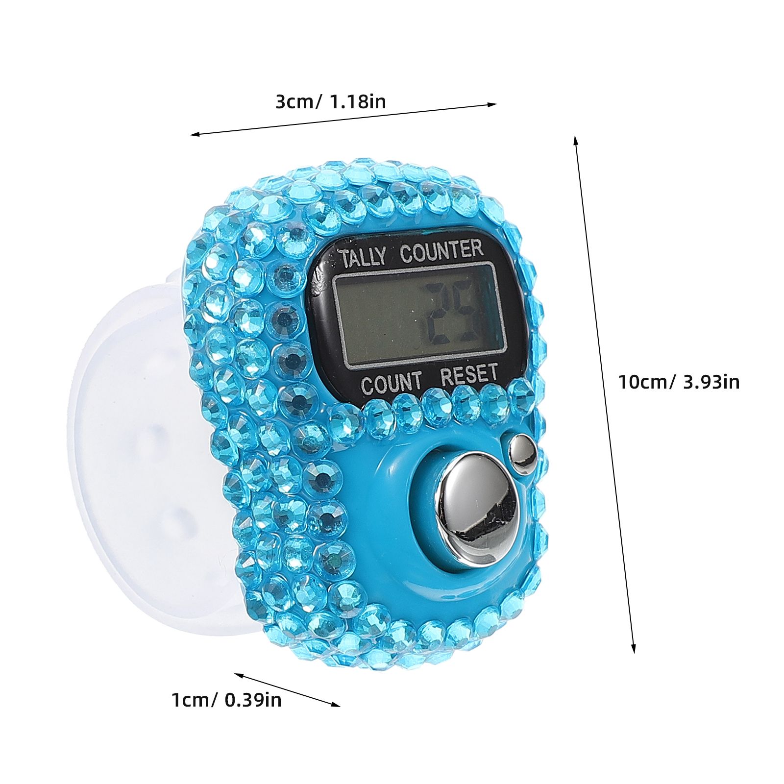Mini Ring Counter Electronic Digital Finger Hand Handheld Resettable Tally Rhinestone