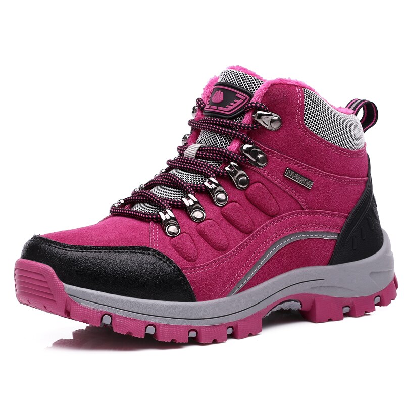 Women's Winter Warm Thick Fur Non-slip Outdoor Shoes Snow Boots Hiking Shoes: ROSE / 39