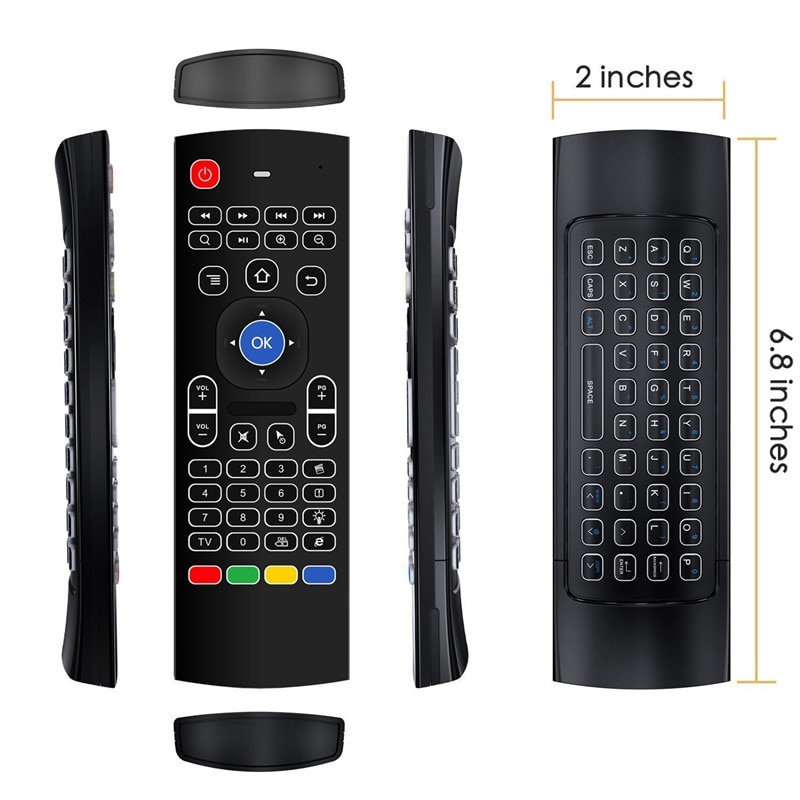 2.4 ghz draadloze afstandsbediening fly air mouse draadloos qwerty-toetsenbord voor smart-tv, android-tv-box, kodi xbmc mxq  mx3 m8s+t8 qbox