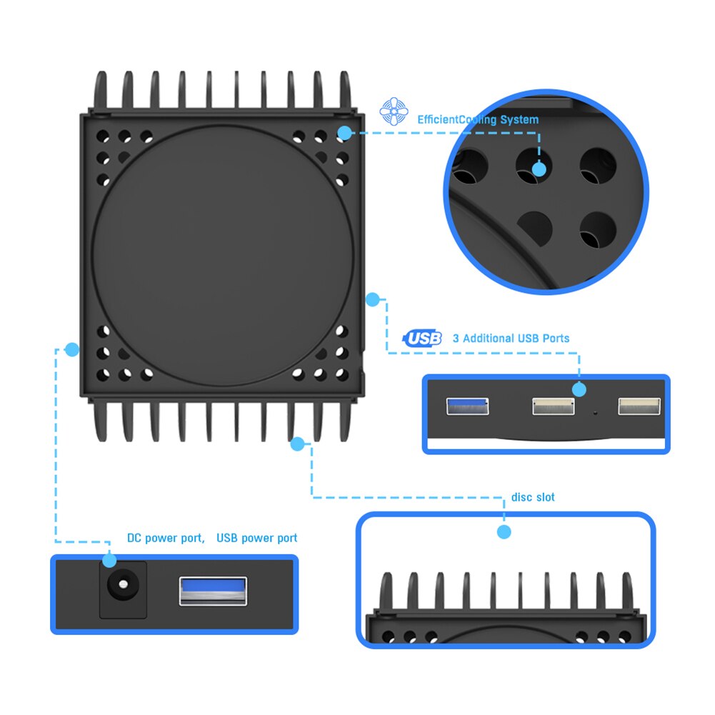 Cooling Stand for Xbox Series X Cooling Fan Stand External Cooler Game Discs Storage Rack Game Playing Accessories