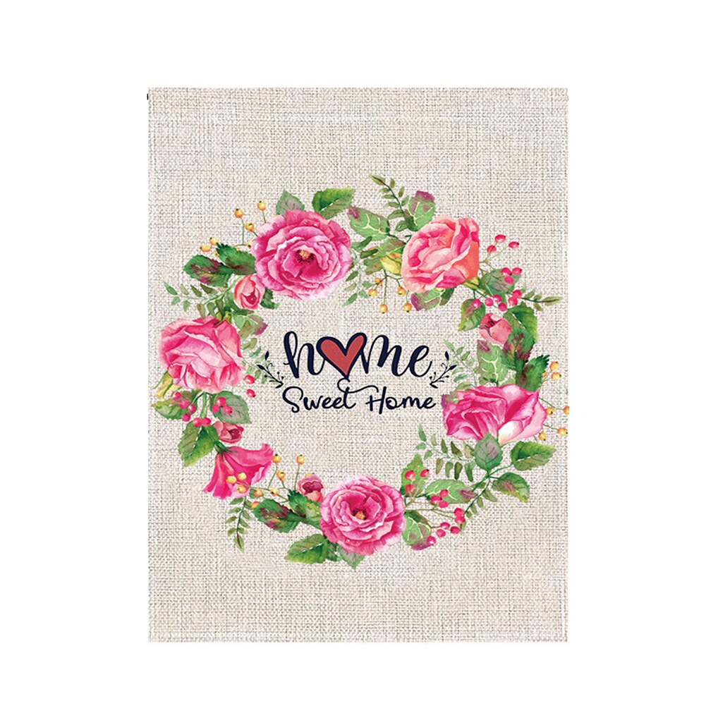 Festival Patio Porch Banner Floral Wreath Home Decorations 47x32cm Double Sided Flax Welcome Garden Flag Summer