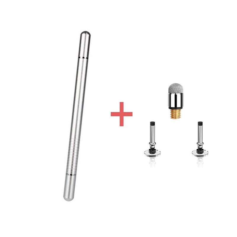 2 in 1 Stylus Drawing Tablet Pens Capacitive Screen Caneta Touch Pen for Mobile Android Phone Smart Pencil Accessories Newest: Silver With Head