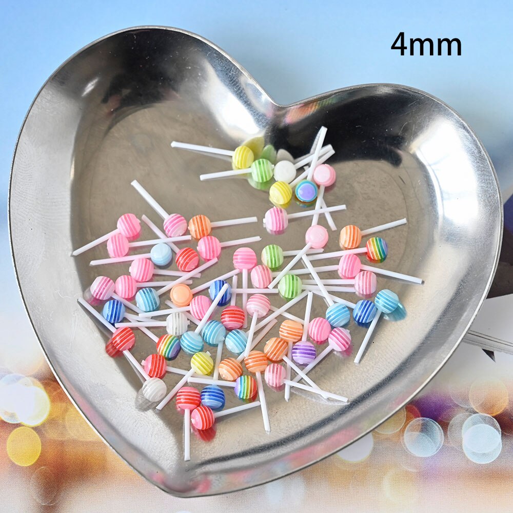 20/50 stk sød slikkepind nail art dekoration harpiks koreansk dejlig slik charms blandet farve sommer mini lolly bonbon manicure dele: 4mm 50 stk