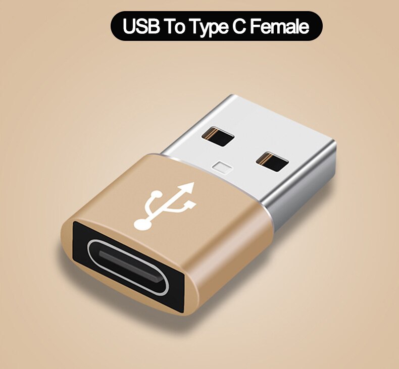 Adaptador OTG 2 en 1 Tipo C macho a Conector Hembra USB para ratón U, convertidor de Cable usb para teléfono móvil: Usb to Type C-Gold