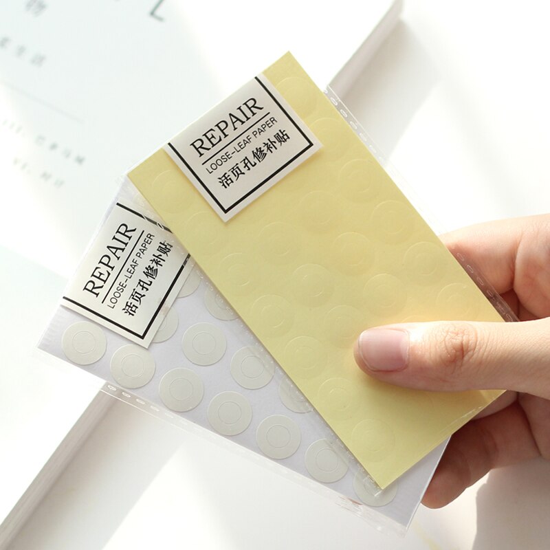 Yoofun 4 sheets/pack White&Transparent Loose-leaf hole repair sticker Binder Rings Hole Stickers Seal Stickers Paper Label