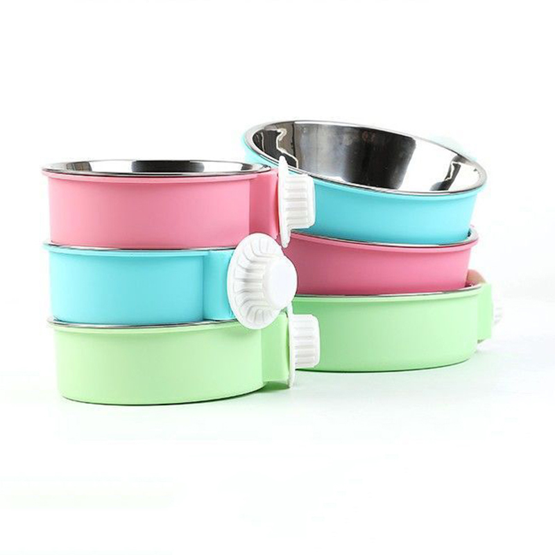 Ciotola per cani con cassa Gabbia per cuccia per animali domestici rimovibile in acciaio inossidabile Ciotole per alimenti sospese e mangiatoia d'acqua per cuccioli, gatti, conigli, piccoli animali